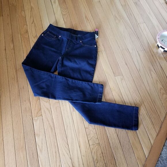 DARK BLUE RINSE JEAN LEGGINGS - Picture 2 of 6
